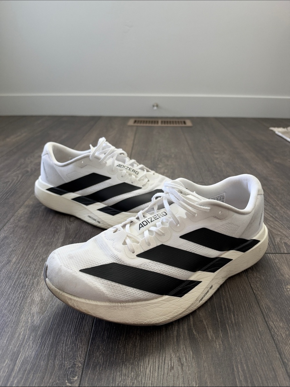 adidas Men’s Adizero EVO SL Running Shoes - White & Black - Size 11.5 - Good